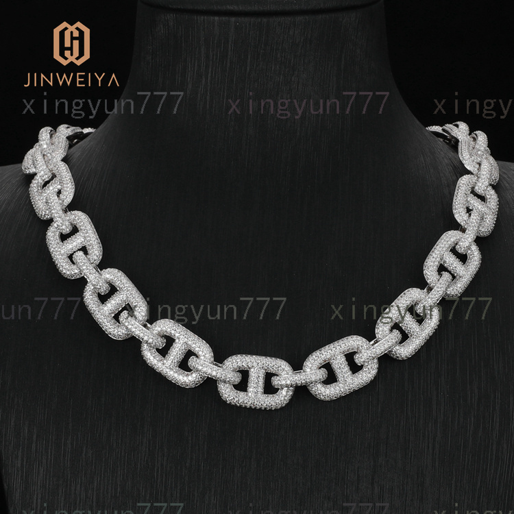 Custom Luxury Copper Gold Plated Hip Hop Iced Out 15Mm Cuban Link Chain Necklace for Men