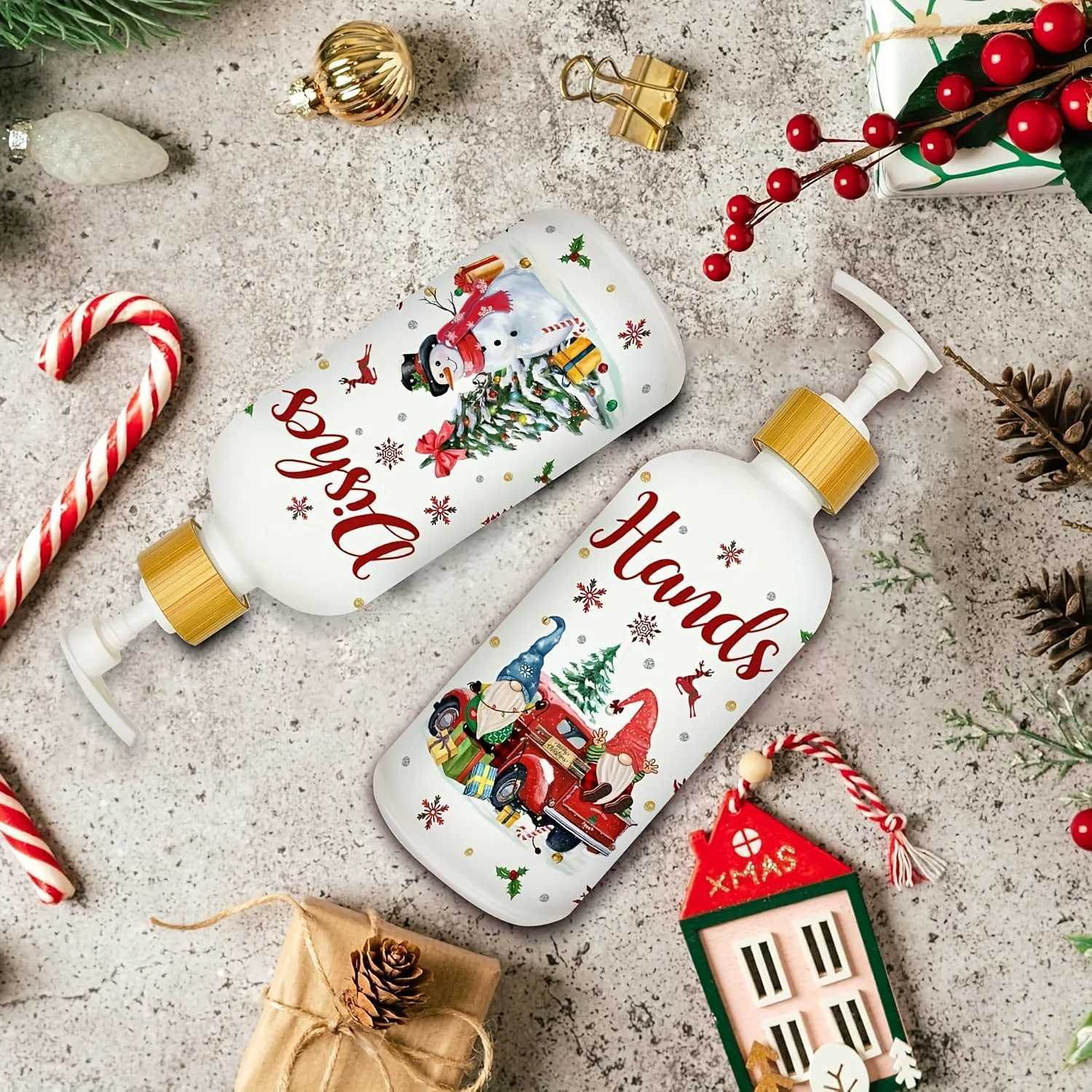 Christmas Christmas Soap Dispenser Set of 2 Christmas Kitchen Decor Xmas Gnomes Soap Dispenser with Tray for Home Indoor Decorations Y251112