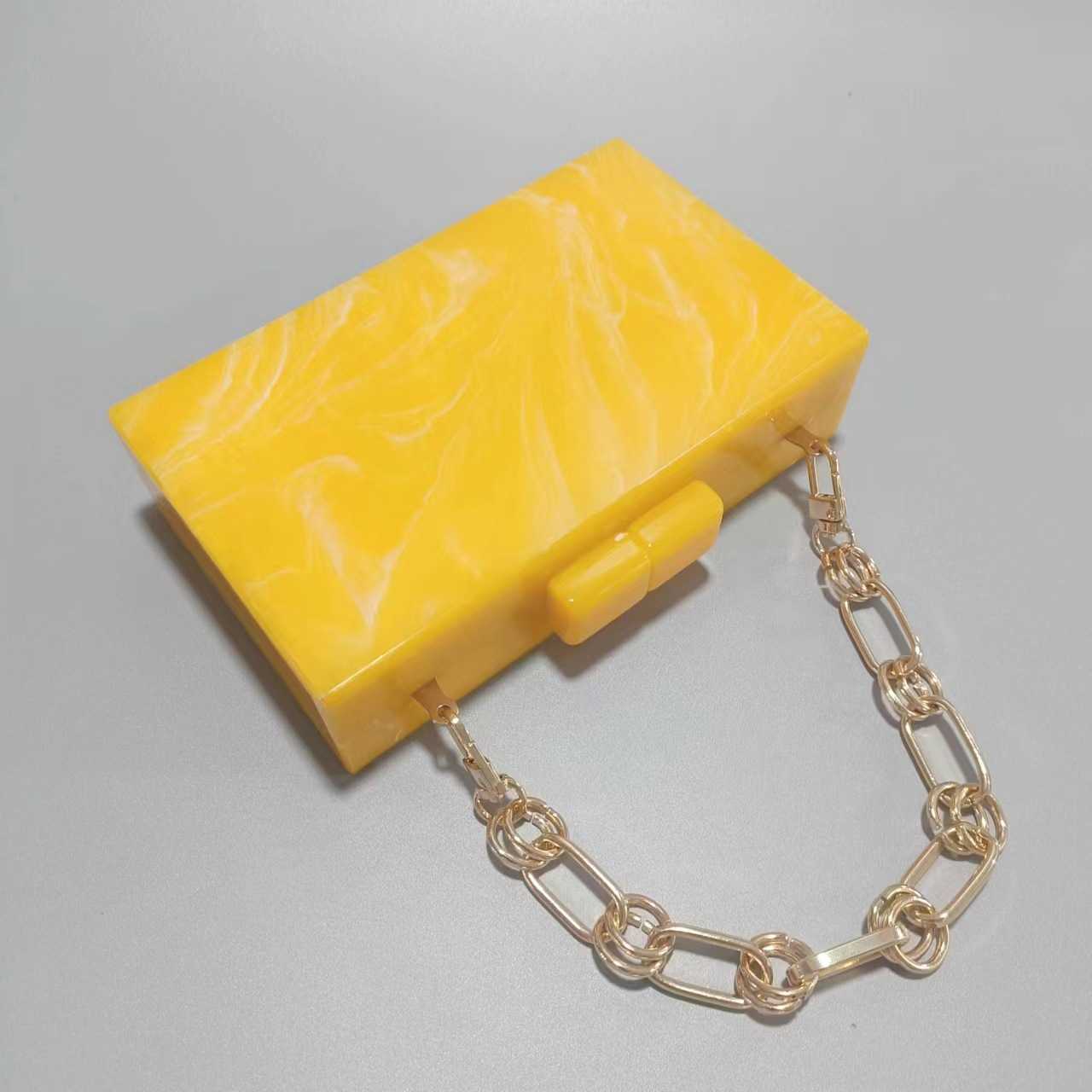 selling new yellow acrylic dinner bag grab bag single shoulder diagonal cross wedding fashion bag for women
