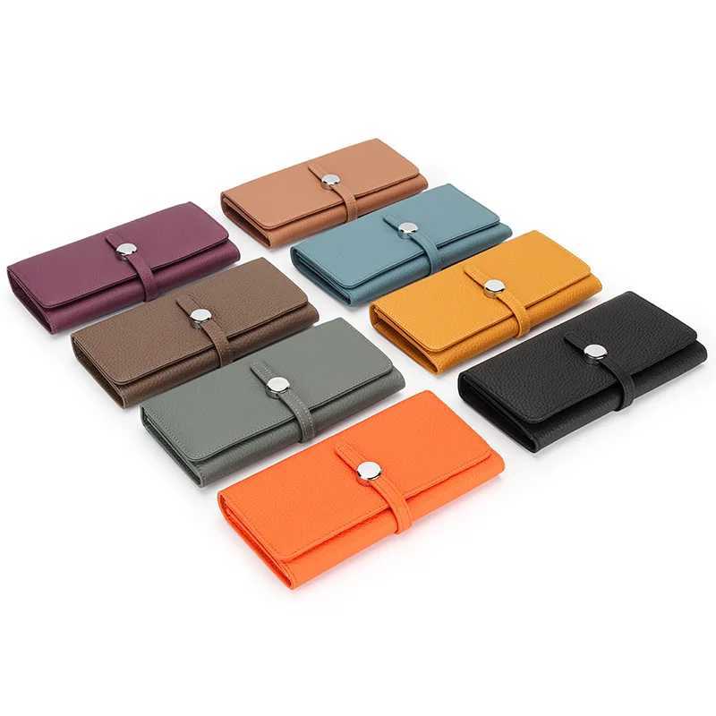 Leather long womens large capacity wallet soft cowhide womens clutch phone bag ultra-thin wallet elegant card holder Z250411