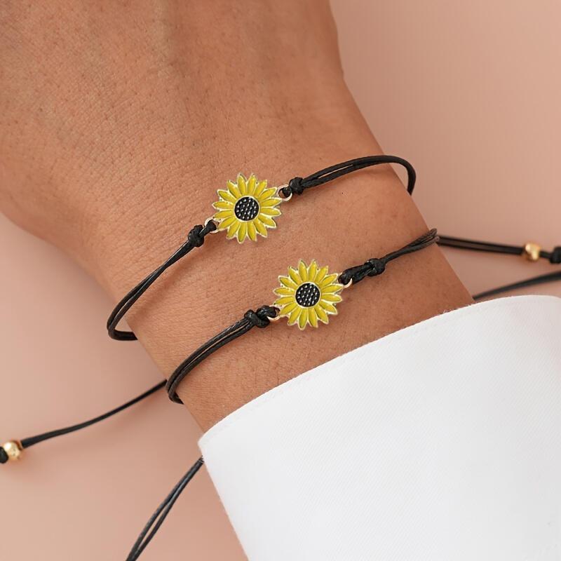 Sunny Days Ahead - Adjustable Suower Charm Bracelet Set