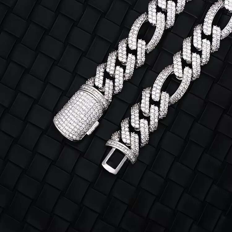 RTS 13mm Hiphop Cuban Necklace S925 Sterling Silver Moissanite Diamond Gold Plated Men Cuban Link Ice Out Cuban Chain
