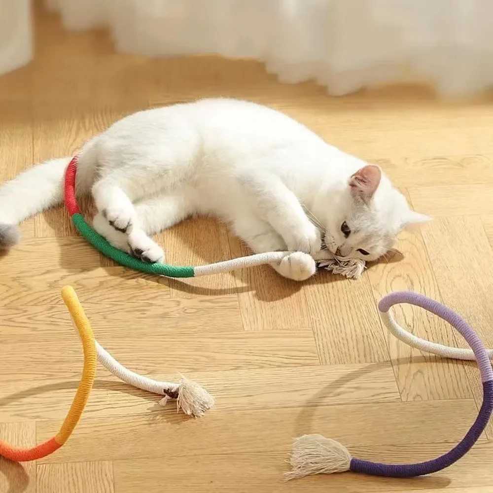 Cat Toys Interactive Plush Cotton Rope Toys Silver Vine Cat Teasing Toys Cleaning Mouth Cat Playing Toys Pet Supplies Accessories Y250412