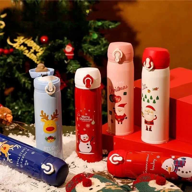 Christmas 450ml Thermos Cup Christmas Stainless Steel Vacuum Water Bottle with Lid Elk Santa Thermos Cup Christmas Gift Christmas Y251112