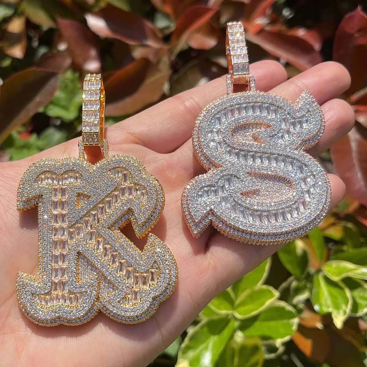 Customized Moissanite VVS Pendant Double Layer Iced Out Single Initial Name Letter Pendant Personalized A-Z Hip Hop Jewelry