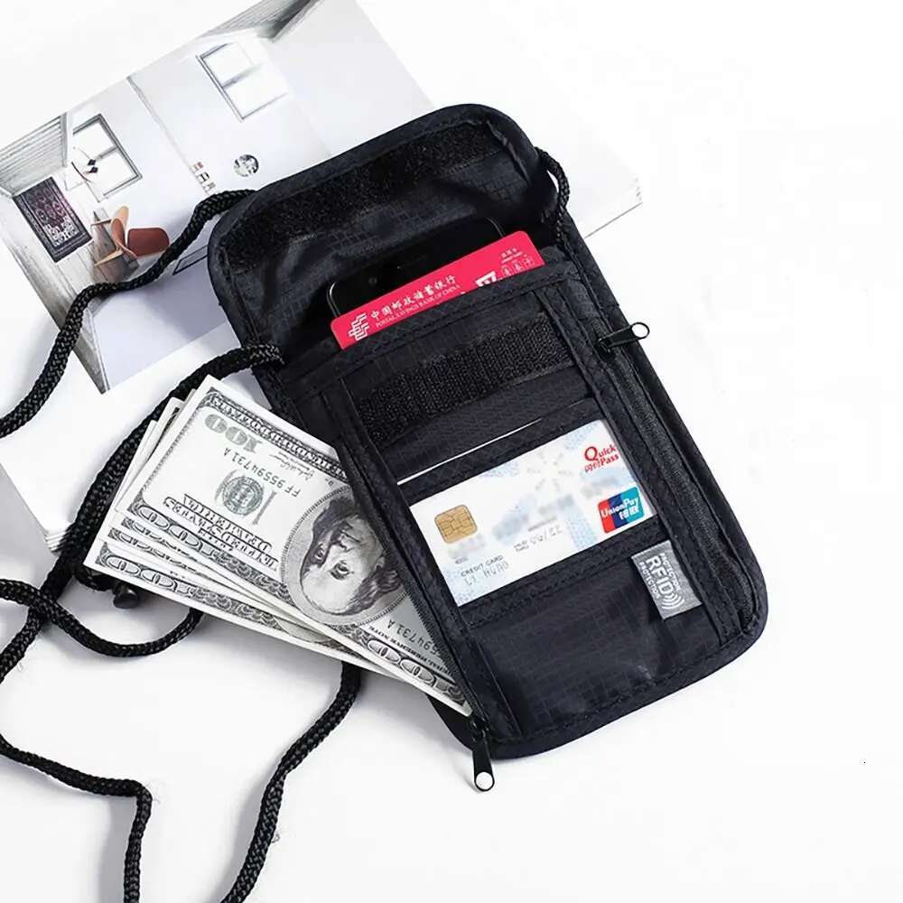 1 Pcs Waterproof RFID Nylon storage bag Travel document passport Bag Neck Wallet Money Document Card Passport Pouch ddmythur