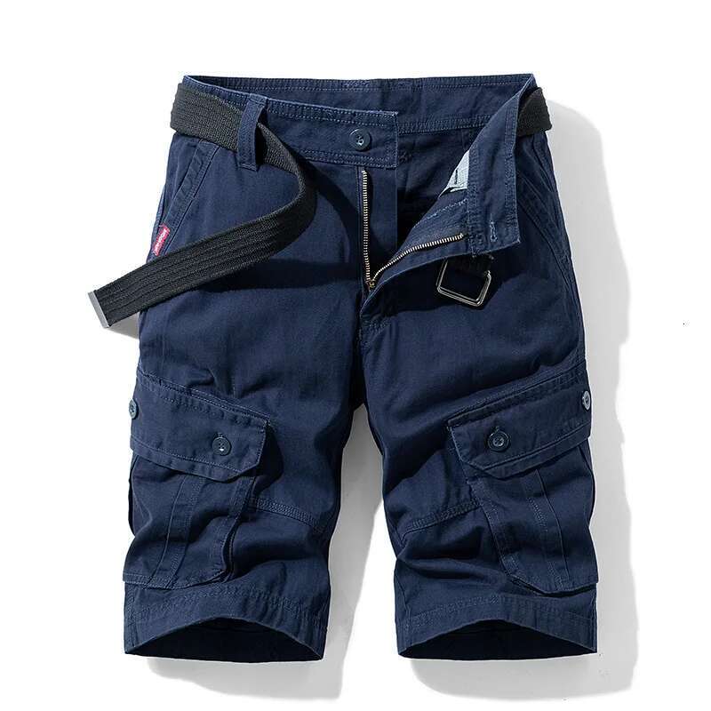 New Summer Men Cotton Loose Toog Jogger Man Multi pockets Casual Cargo Quality Male Shorts Pants NO Belts