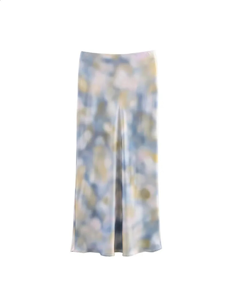 Women Summer 2-Pieces Sets 2025 Vintage Tie-dye Shirts Tops and Skirts Female Elegant Street Two Suits Clothing 250411