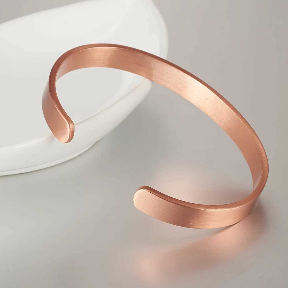 Vinterly Pure Copper Bracelets for Women Men Unisex 8mm Wide Adjustable Cuff Bangles Female Resizable Jewelry Soft Solid CopperC250411