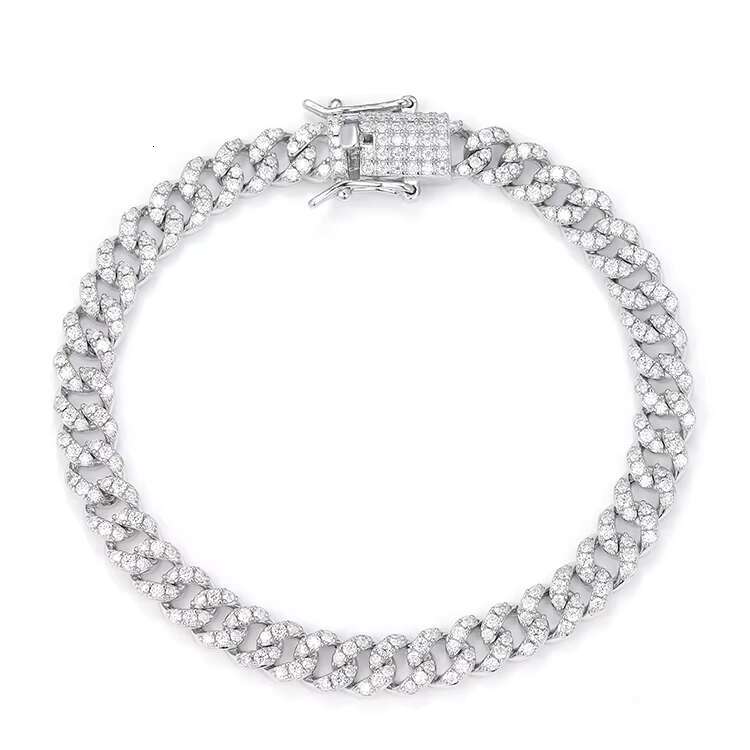 Fashion Jewelry 6mm Wide S925 Sterling Silver 18k Gold Plated VVS Moissanite Diamond Cuban Link Bracelet with GRA Certificate