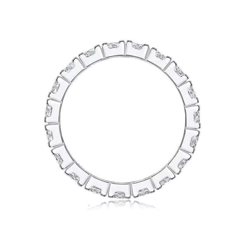 China Wholesale 925 Sterling Silver Platinum Plated 0.1 Ct Eternity Moissanite Diamond Band Rings Wedding Fine Jewelry for Women