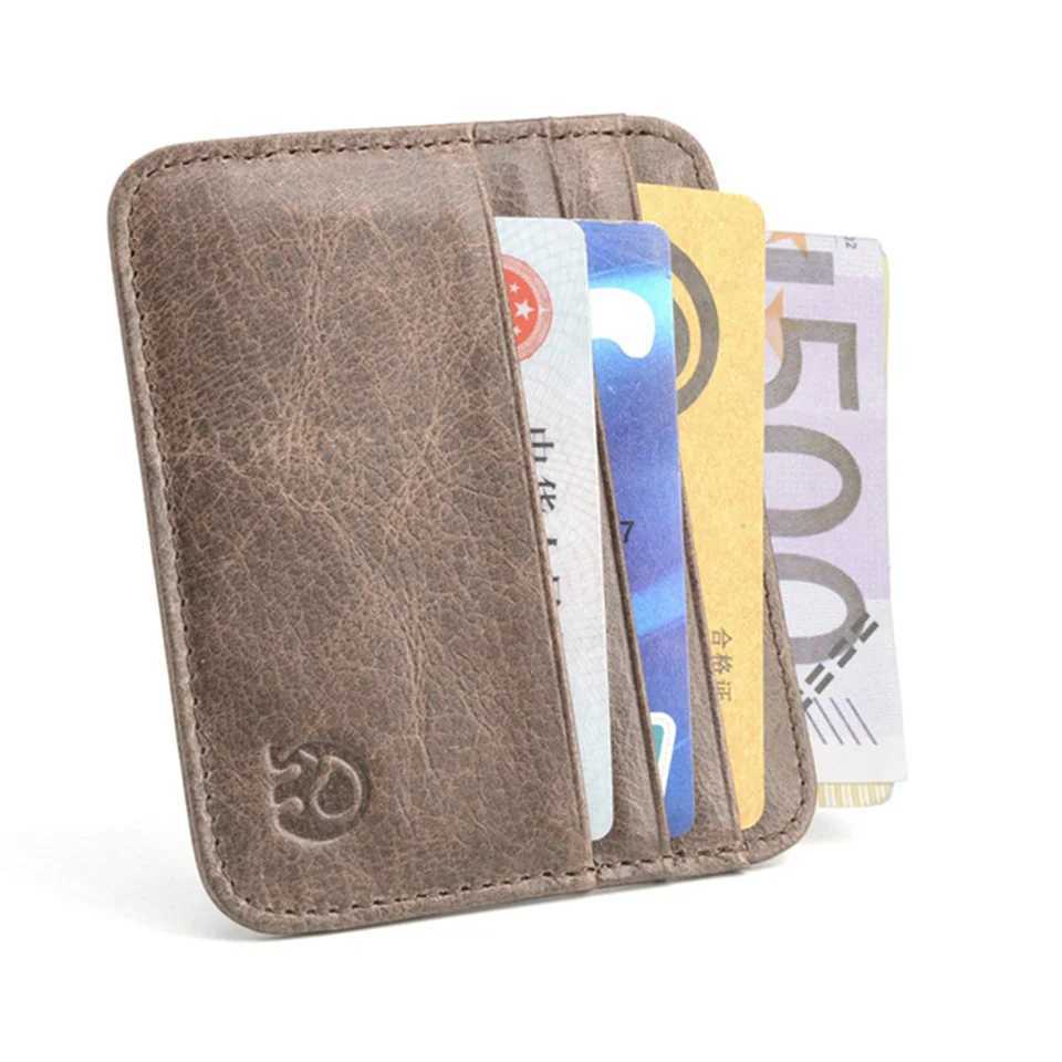 Cowhide Leather Card Case Mini ID Card Clip Small Wallet Mens Ultra Thin Wallet Mens Wallet Card Clip Card Clip Business Z250411