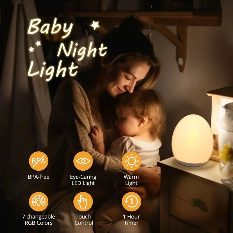 Adjustable bedside lamp rechargeable kindergarten light warm white baby night light 250411