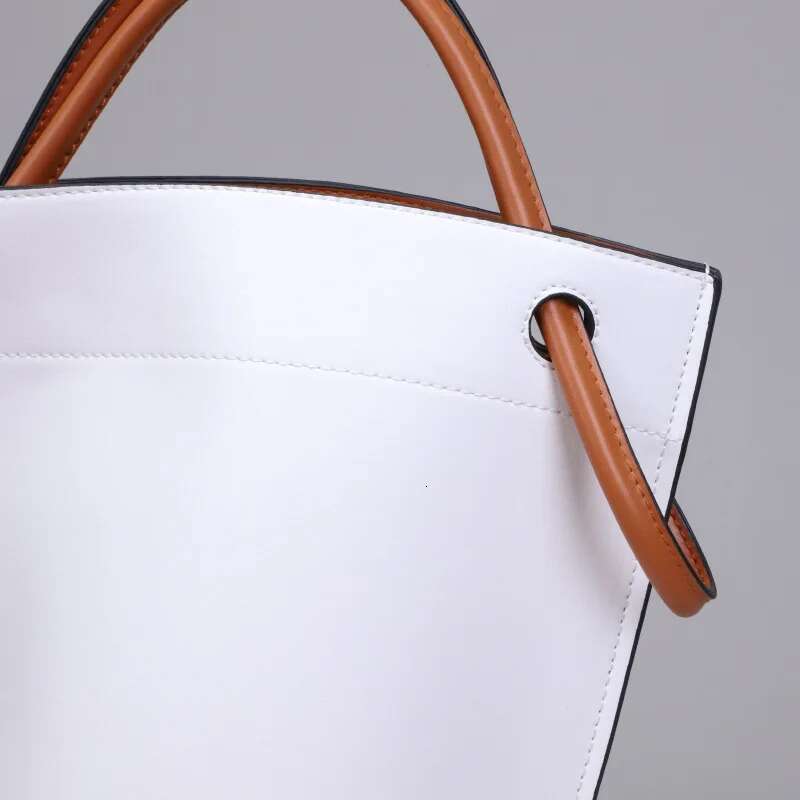 Brand Design Ladies Bucket PU Large Capacity Single Shoulder Bags Knotted Portable Female White Handbag Purse Bolsas