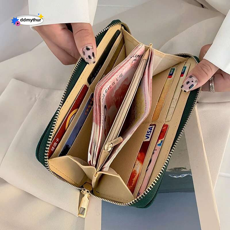 PU Leather Female Long Wallet Gold Hollow Leaves Pouch Handbag For Women Coin Purse Card Holders Clutch ddmythur