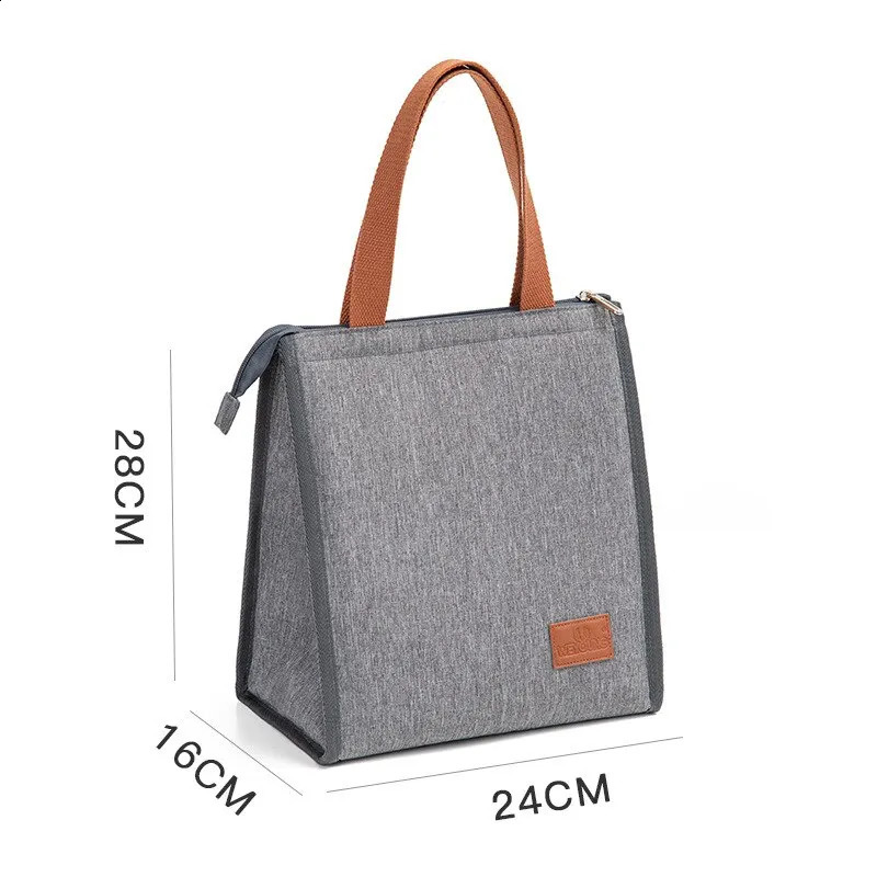 lunch bag gray Oxford cloth aluminum foil insulated shoulder bag waterproof picnic cooler bag 250410