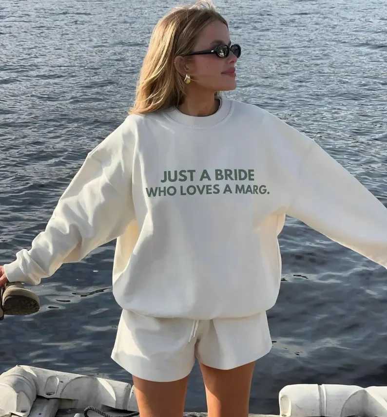 POD customization Just A BRIDE Who Loves Margs Sweatshirt - Custom Bride Sweater Bachelorette Party Funny Bridal Shower Shirt Wifey SweaterT251112