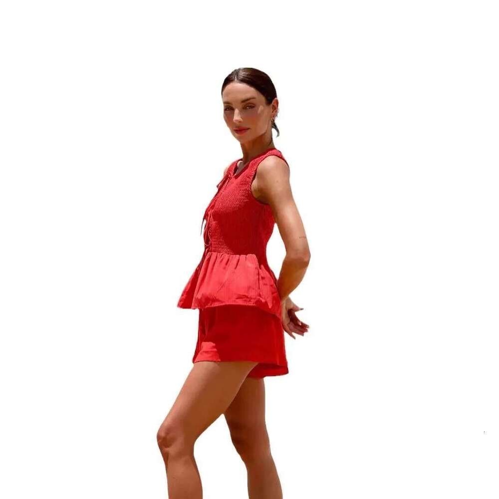 Fashionable Streetwear Women's Casual Pantsuit Topslims You And Smooths Your Silhouette 25Year Euro American Crossbody Sleeveles