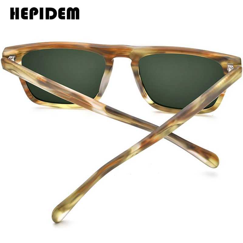 HEPIDEM Acetate Polarized Sunglasses Men Vintage Square Trendy Famous Luxury Brand Designer Transparent Sun Glasses y2k 9283C250411