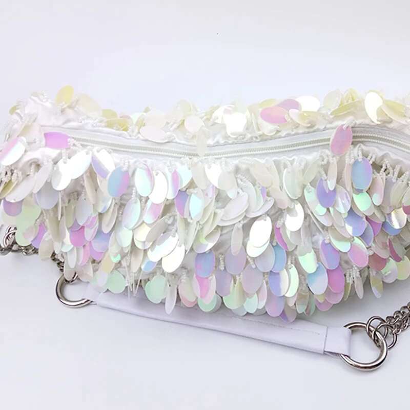 Vintage Heavy Handmade Sequin Tassel Shoulder Beaded Embroidery Sier Designer Bag Shiny Evening Bags Clutch Handbag