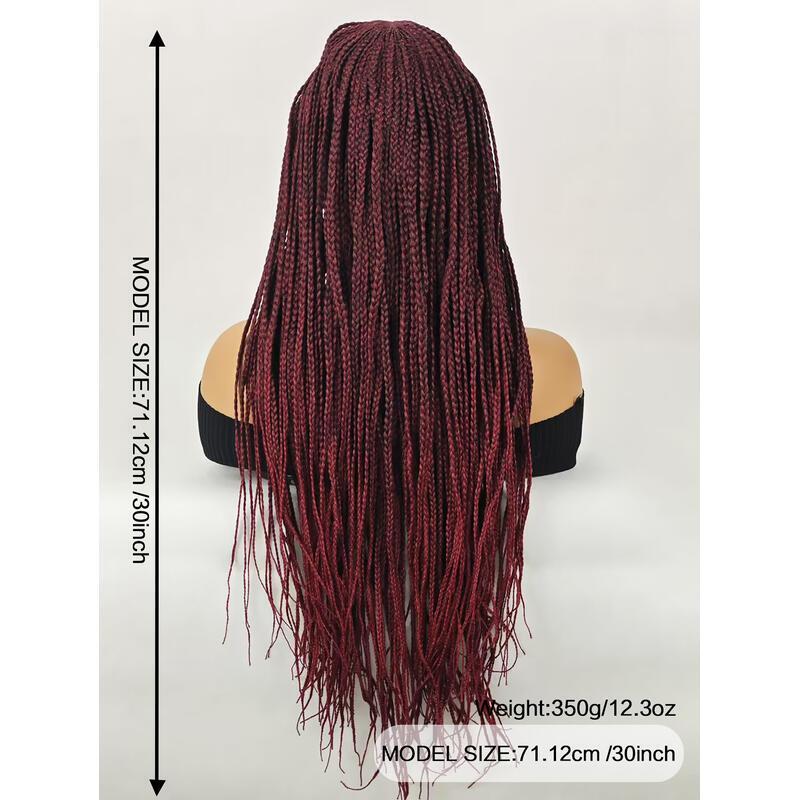 30 Inch Women Weaving Full Box Knotless Lightweight Braids Lace Front Black and Bury Handmade Weave Synthetic Wigs with Baby Hair