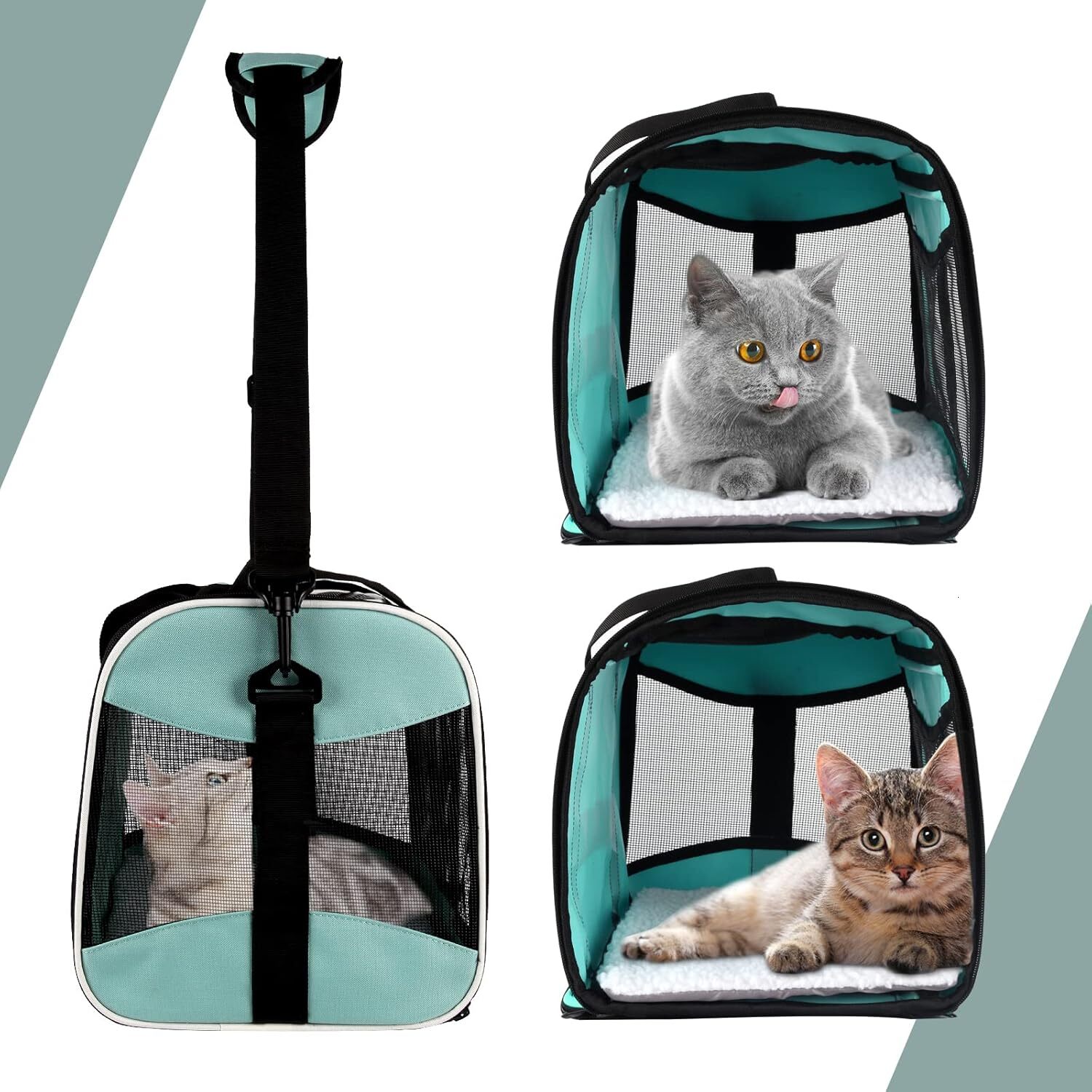 Cat carrying case, pet dog bag, soft faced cat bag, airline approved pet travel bag, weighing up to 15 pounds (approximately 6.8 kilograms), foldable 