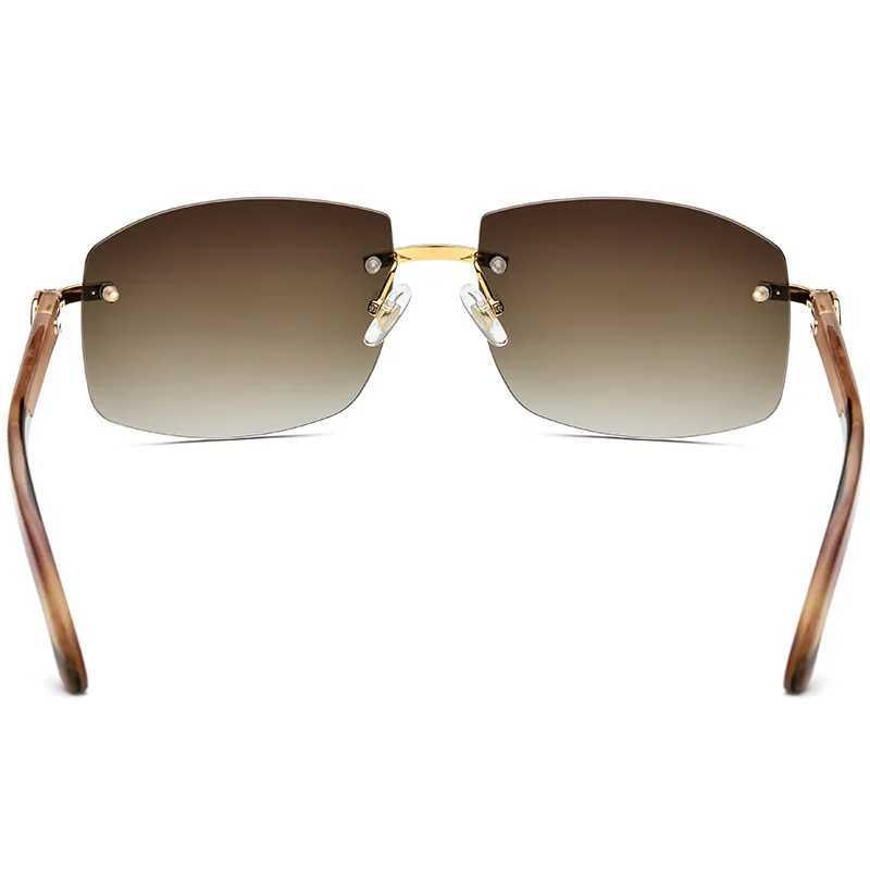 Natural Black Buffalo Horn Handmade Rimless Sunglasses Classical Luxury Uv400 Gradient Unisex Unique Texture Outdoor EyeglassesC250411