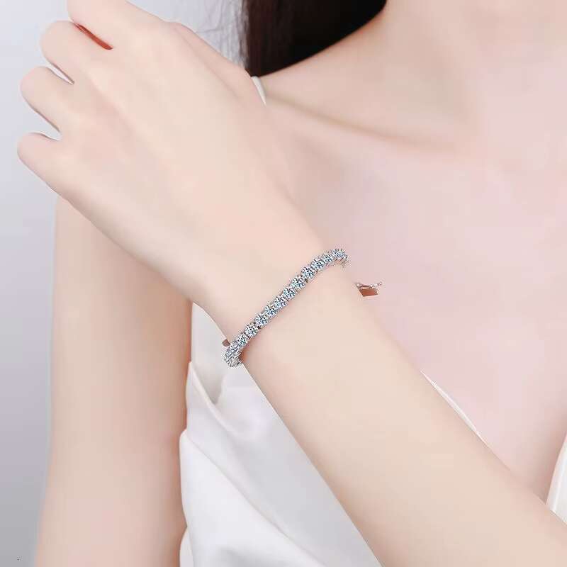 Decoral Wholesale VVS 3mm-5mm Moissanite Iced Out Tennis Bracelet 925 Sterling Silver Sparkling Moissanite Tennis Bracelet Chain
