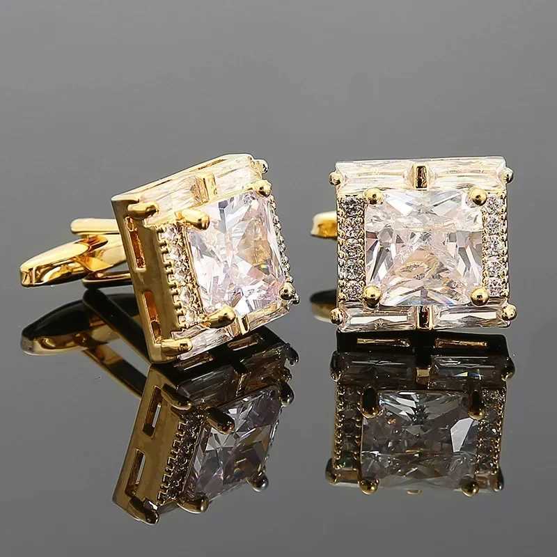 Mens cufflinks luxury hard square Rhinestone zircon crystal cufflinks high-end French set buttons wedding accessoriesT250412