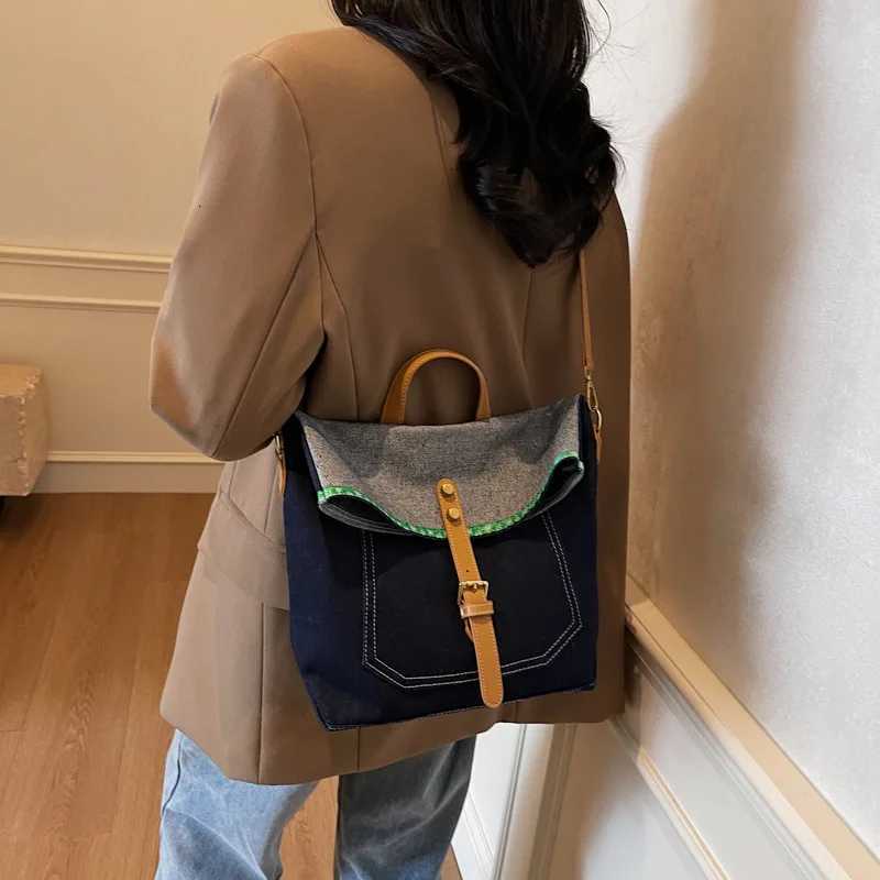 New Oblique Span Denim Bag Simple Splicing Contrasting Colors Relaxation Tote Bag Shoulder Bag Casual Underarm BagW251111