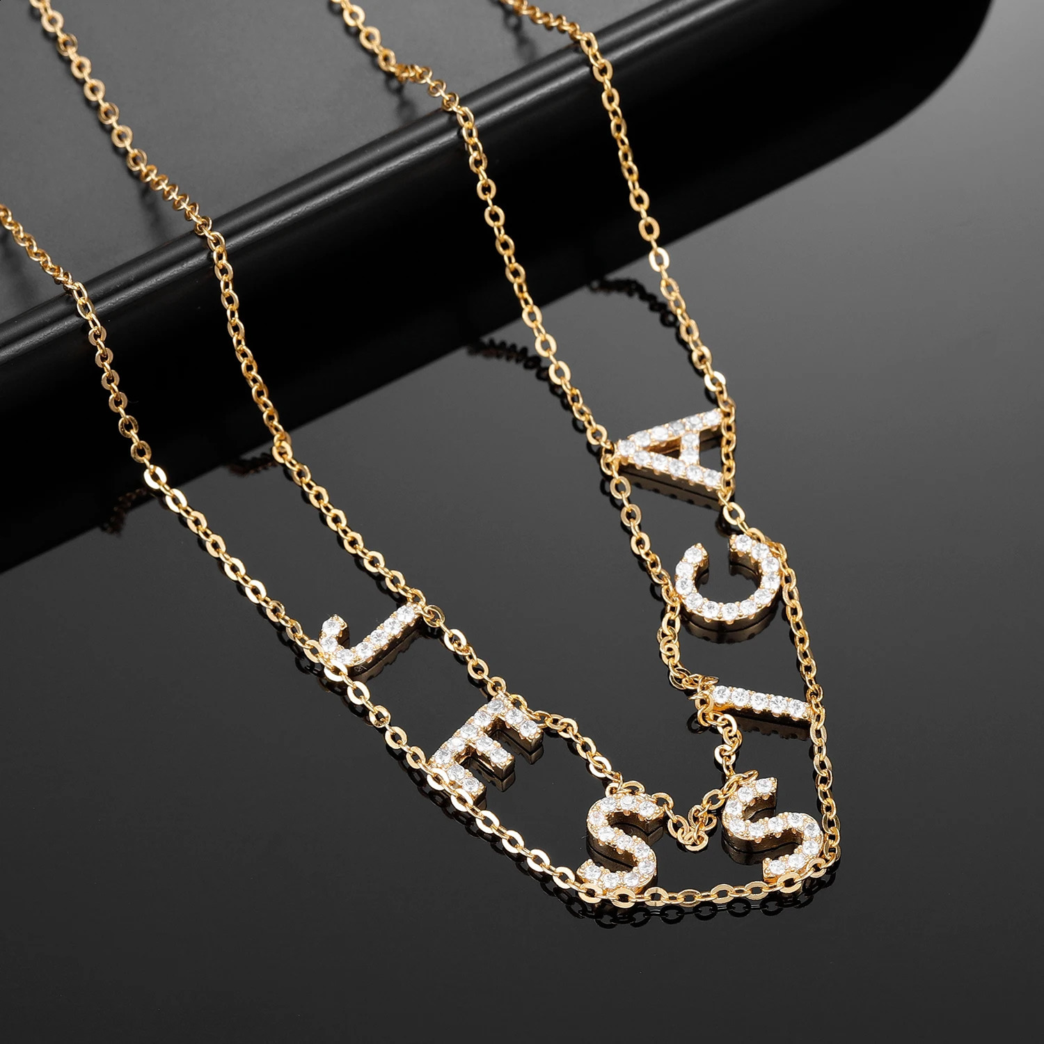 Customized Name Necklace Female Initial Name Necklace Personalized Two Letter Necklace Gothic Name Necklace Jewelry Gift 250409