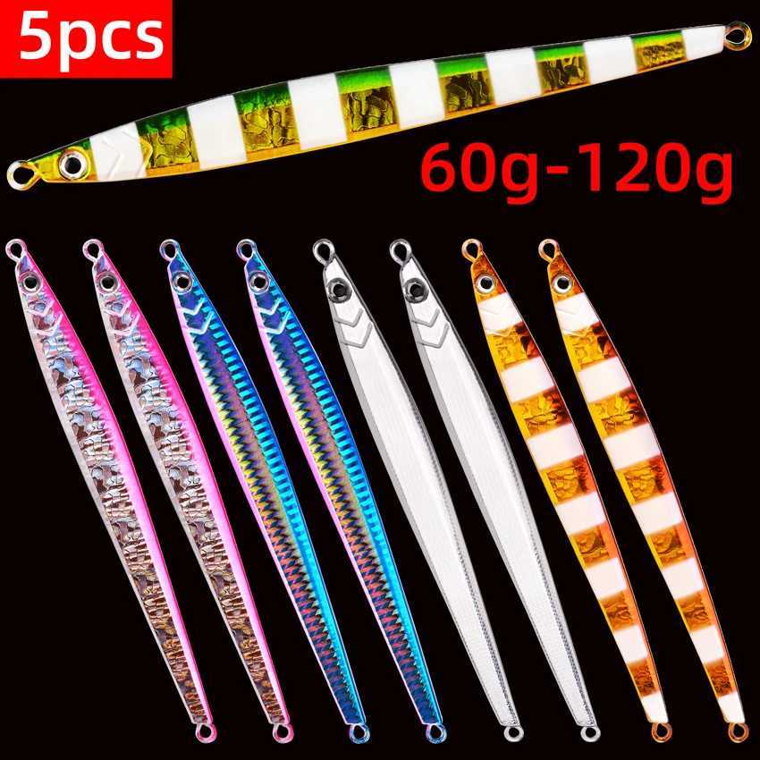 5Pcs Japen Metal Cast Jig Spoon 60g 80g 100g 120g Shore Casting Jigging Fish Sea Bass Fishing Lure Kit Artificial Bait Tackle Z250411
