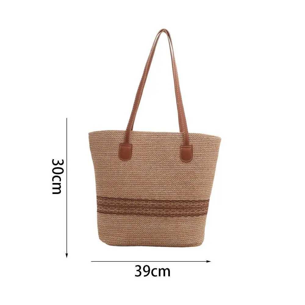 Large capacity womens Str handbag casual shoulder bag beach handbag Bohemian style retro handbag splicing bucket bagXJ250412