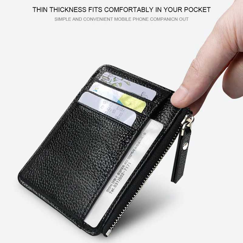 1PCS Mens Ultra Thin Mini Business Bank Holder Wallet Simple Black Women Small Coin Cards Cover Pouch Case Bag Z250527