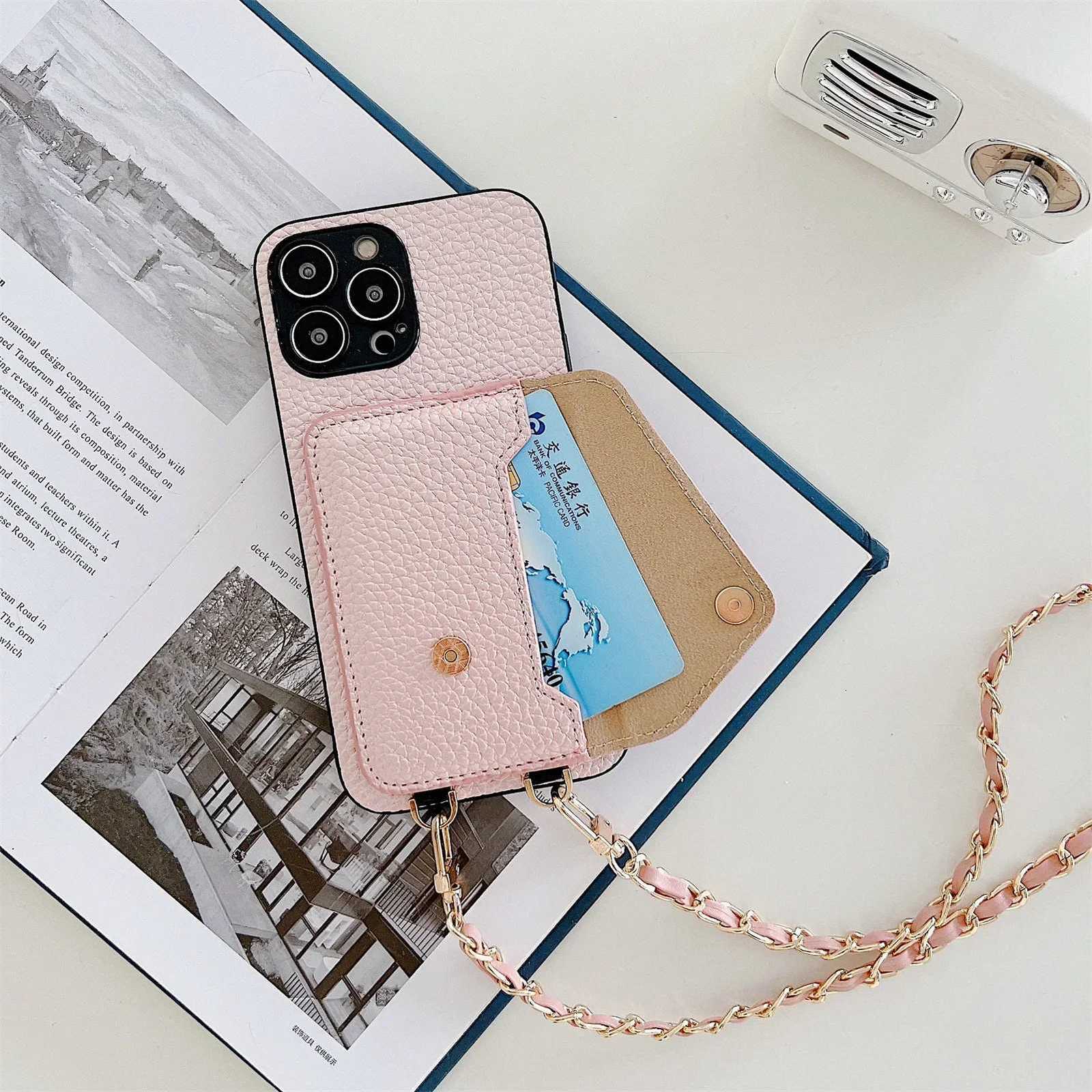 Crossbody Wallet Phone Case for IPhone 17 Air 16 15 14 13 12 11 Pro Max XR XS X Card Holder Lanyard Chain Strap Leather Cover K251111