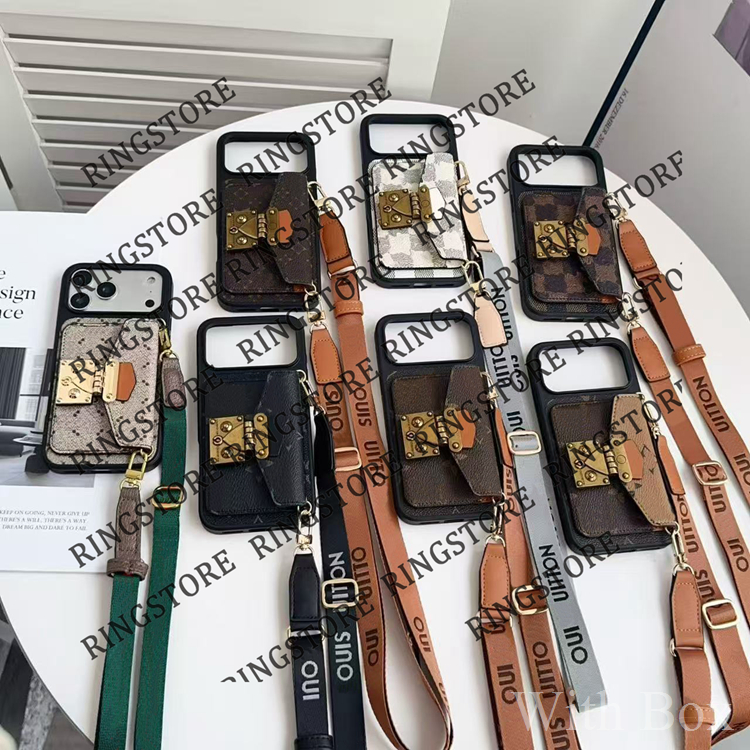 Designer Phone Case iPhone 17 16 Pro Max Luxury Crossbody Card Slot Hiqh Quality Purse 19 18 17pro 16pro 15pro 14pro 13pro 12pro 15 14 13 12 Air Plus Case with Box 1130