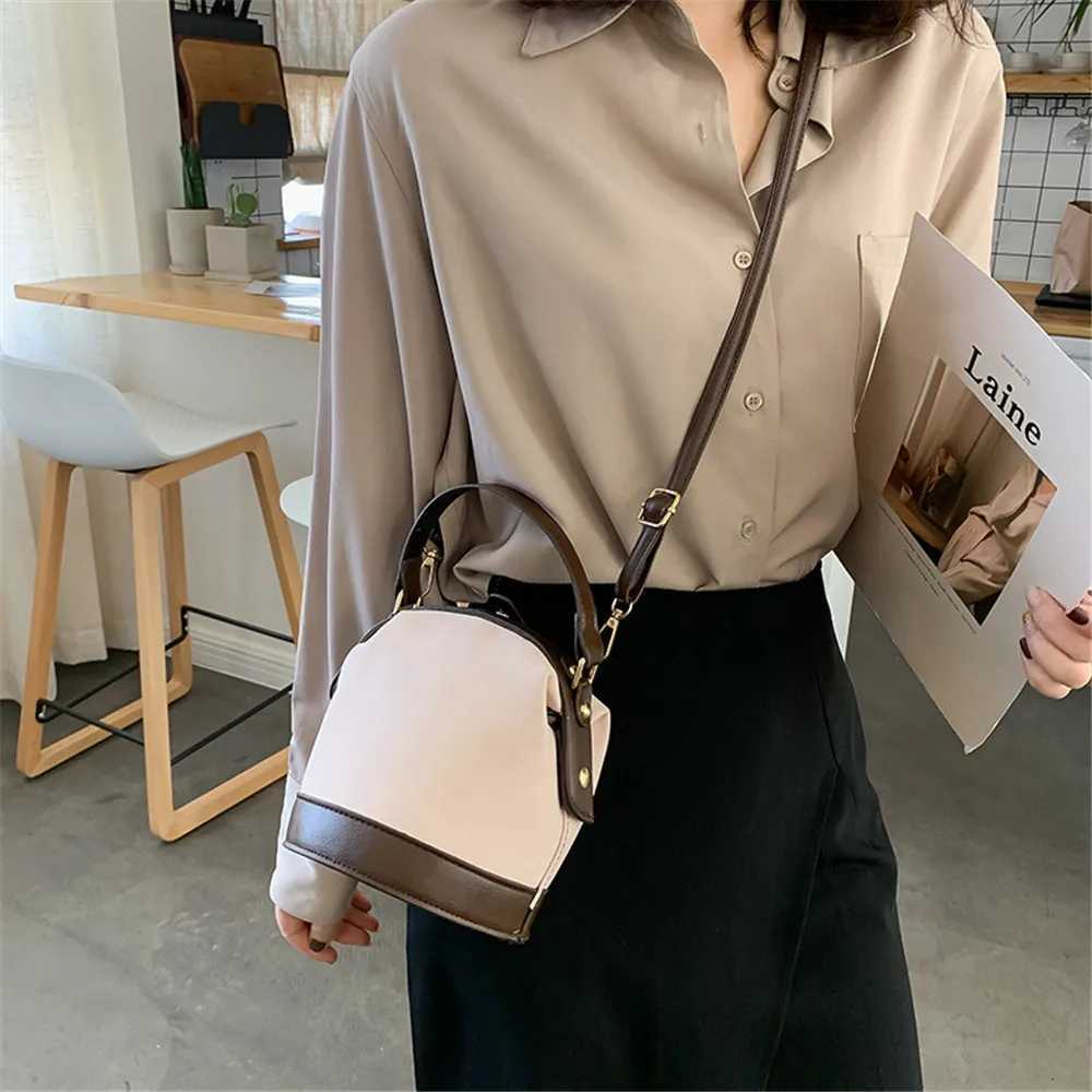 New retro Fi womens bucket bag travel shoulder messenger bag womens frosted leather handbag metal bucket handbagXJ250412