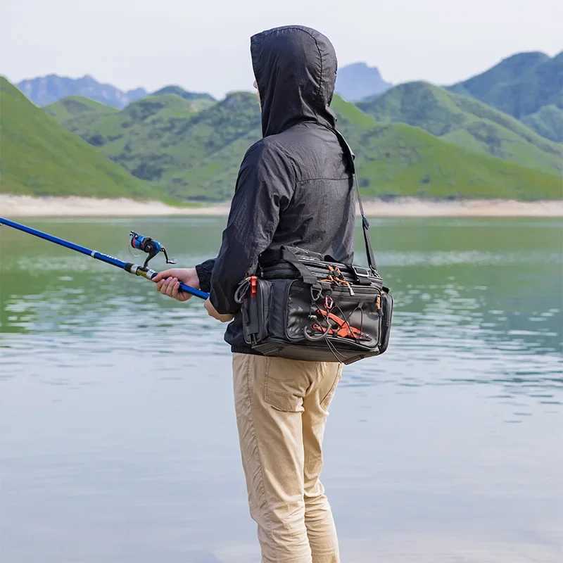 Fishing Lure Bag Waistpack Waterproof New Lightweight Shoulder Backpack Fishing Reel Case Gear Bag Multifunctional Fishing Box Z250411