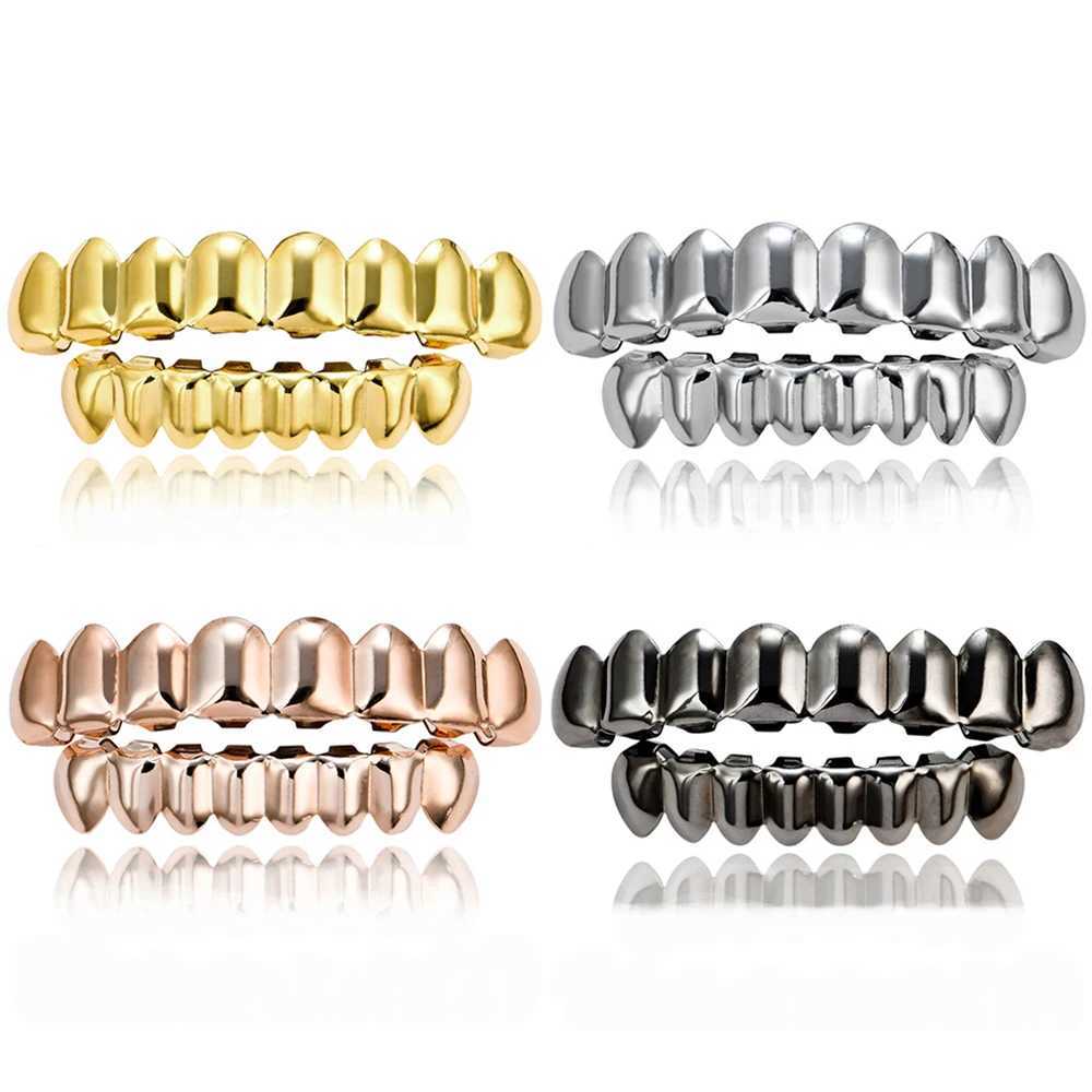 Hip Hop Gold Braces Upper Teeth 8 Lower Teeth 8 Real Gold Plated 18K Mens and Womens Party Jewelry Accessories W250412