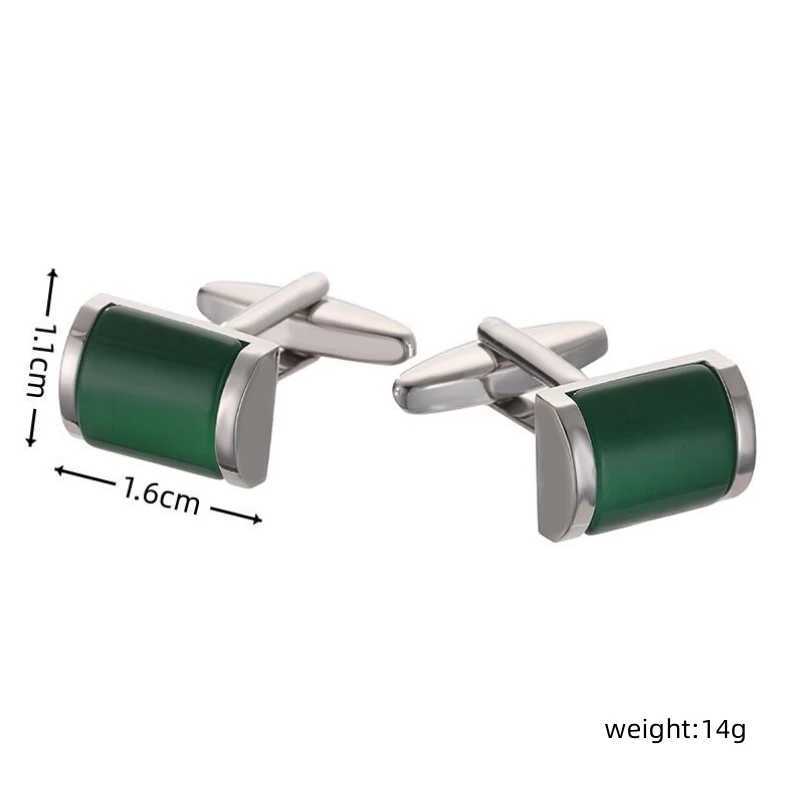 Luxury mens French shirt cufflinks high-quality metal green agate stone cufflinks business set accessories jewelry giftsT250412