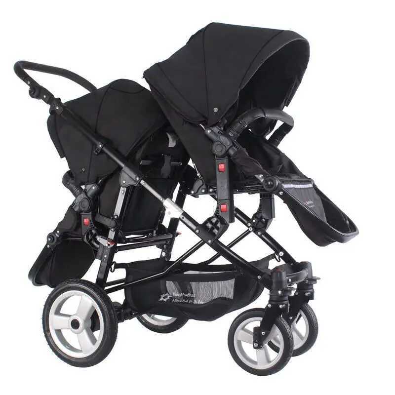 New dual baby stroller with adjustable seat height and orientation. High view dual baby stroller with adjustable stroller arms W250411