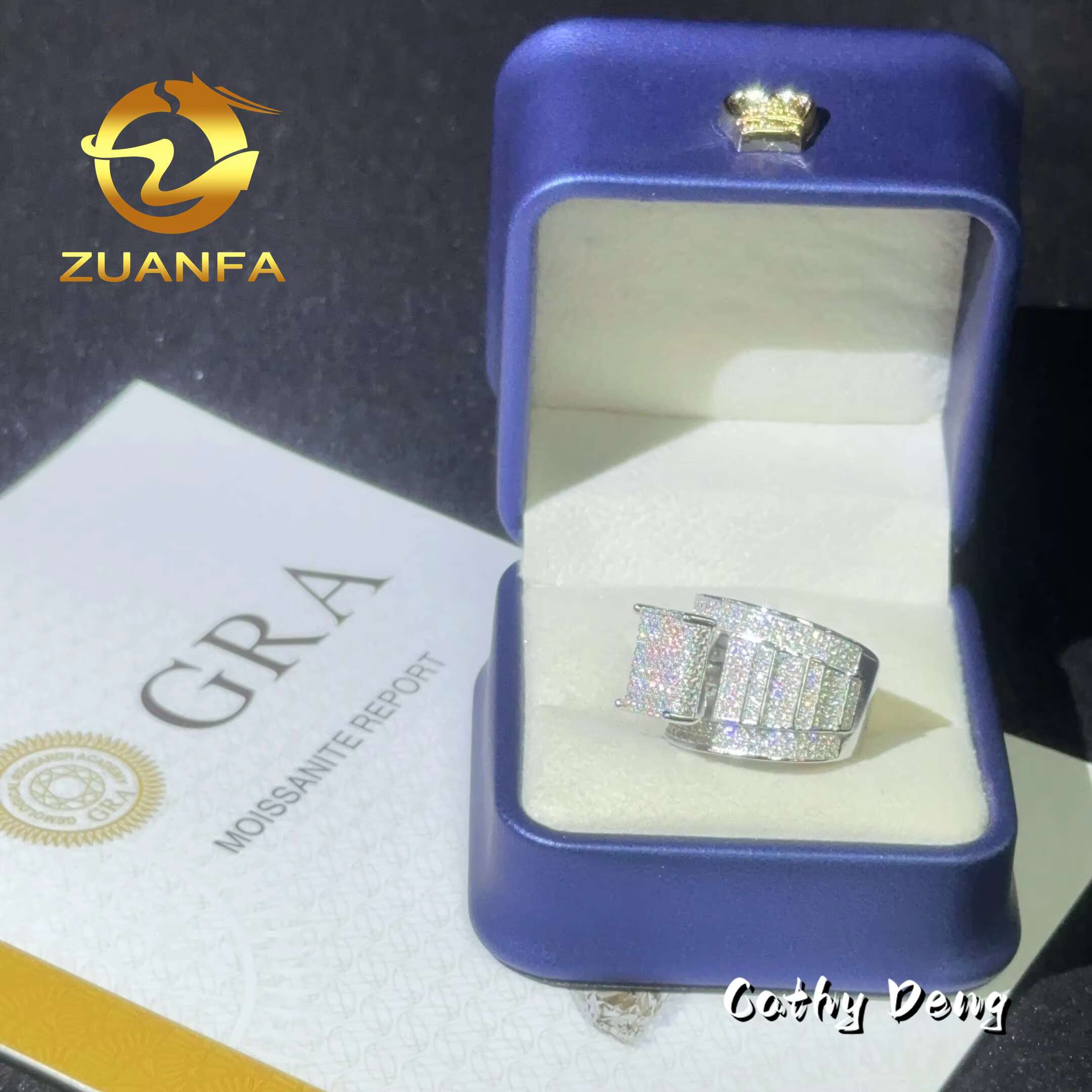 Hot Selling Diamond Rings Men Hip Hop Ring Classic Moissanite 925 Sterling Silver Ice Out Full Moissanite Cuban Ring