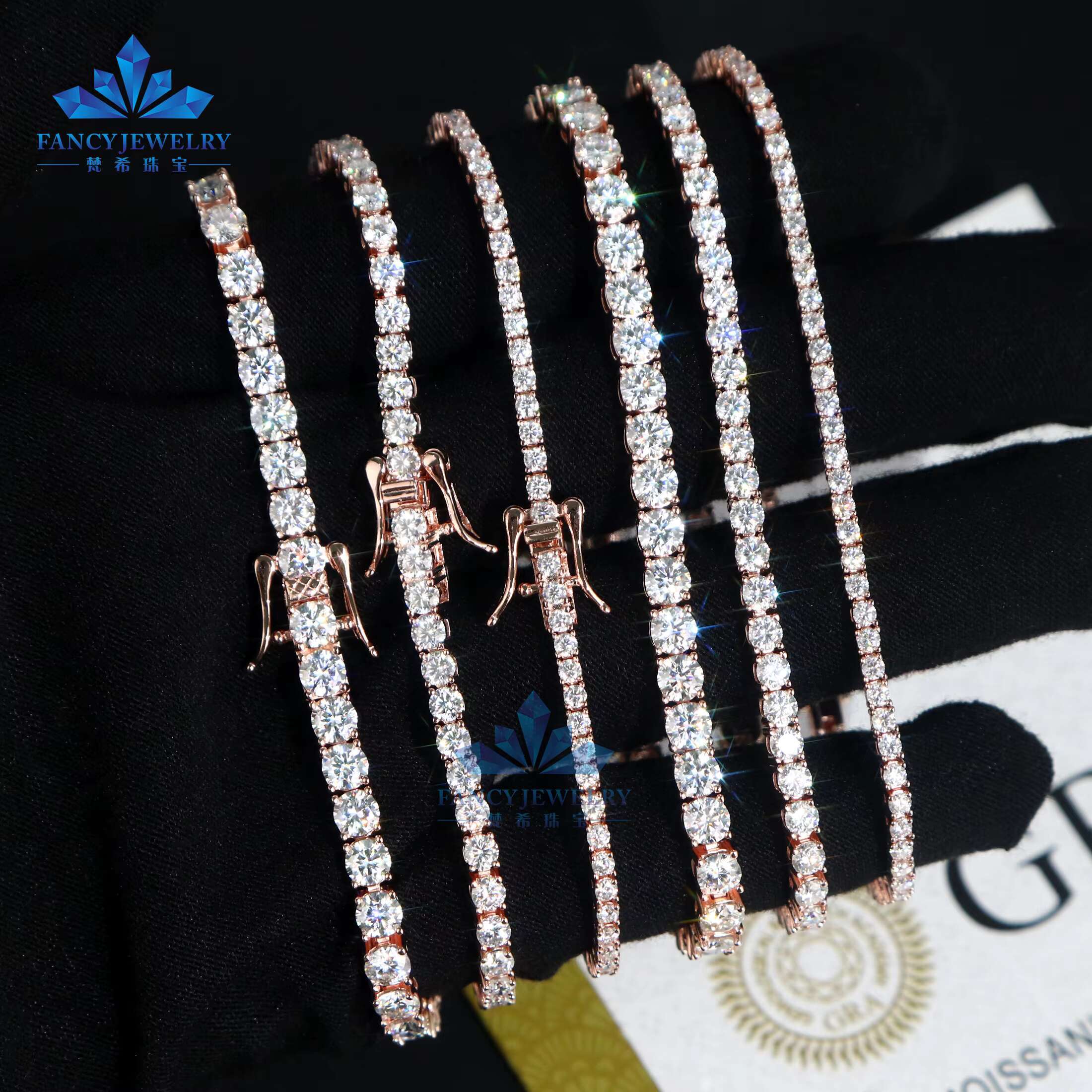 Wholesale 925 Silver Fine Chain Link Bracelets Daily Wear Tennis Necklace Bracelet Set 2mm-6.5mm Moissanite Low Price Womens