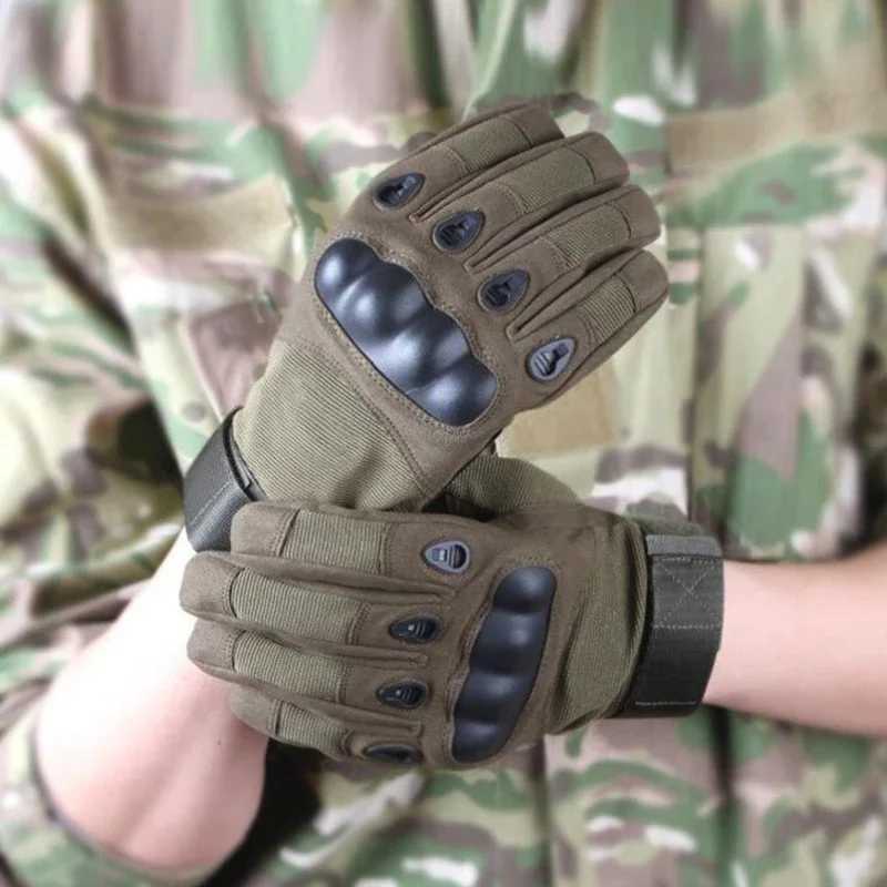 Motorcycle Gloves Men Tactical Hunting Shooting Knuckle Protection Leather Outdoor Sport Full Finger Cycling Bike Bicycle GlovesC250412