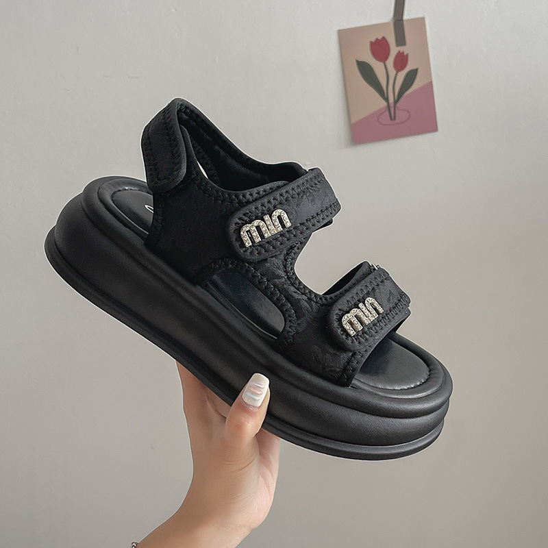 designer shoes 2025 new Women's thick-soled sandals Velcro beach sandals platform soles leisure and sporty sandals
