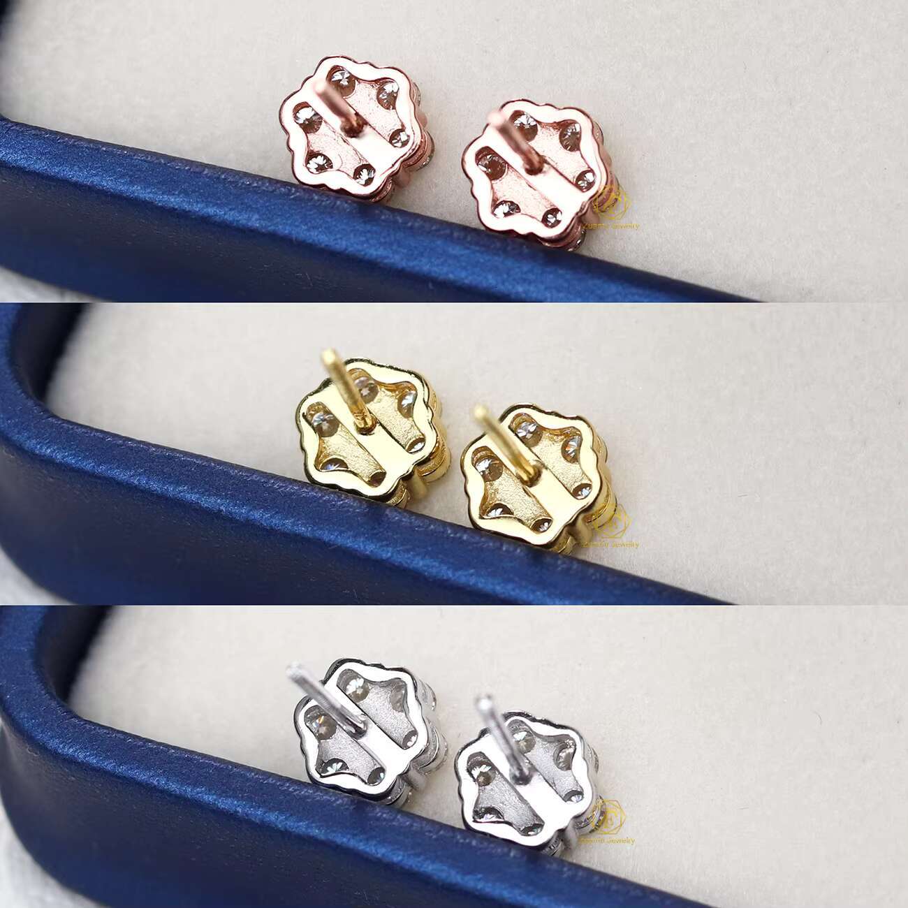 Hot Sale Pass Diamond Tester Hip Hop 925 Silver Gold Plated VVS Diamond Moissanite Flower Cluster Stud Earrings