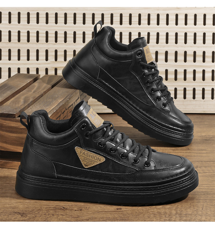 New High Top Boots For Men Fashion Casual Leather Shoes Thick Soles Board Sneakers Trainer Working Shoes 2025s