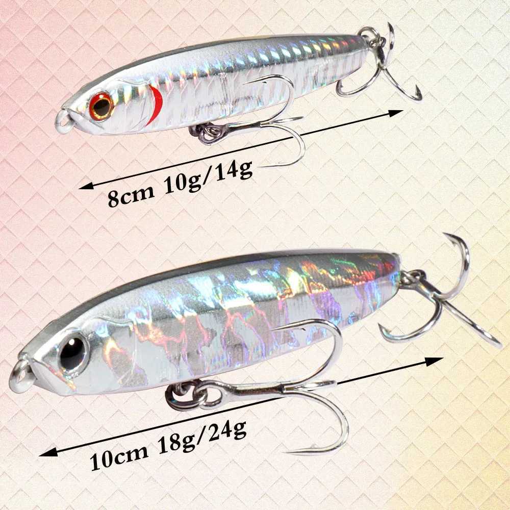 Sinking Pencil Bait 10g 14g 18g 24g 8cm 10cm Minnow Fishing Hook Metal Jig Wobbler Plopper Casting Popper Swimbait Pesca Lure Z250411
