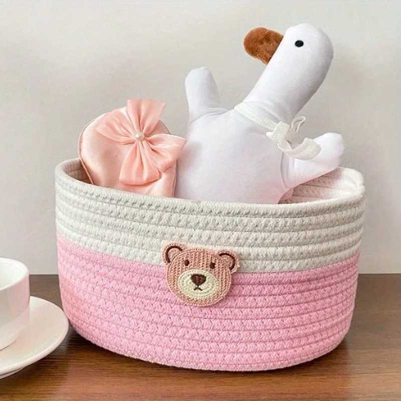 A small bear-patter baby ro basket / baby ro decoration / baby ro storage basket / desktop remote control storage box Y251112