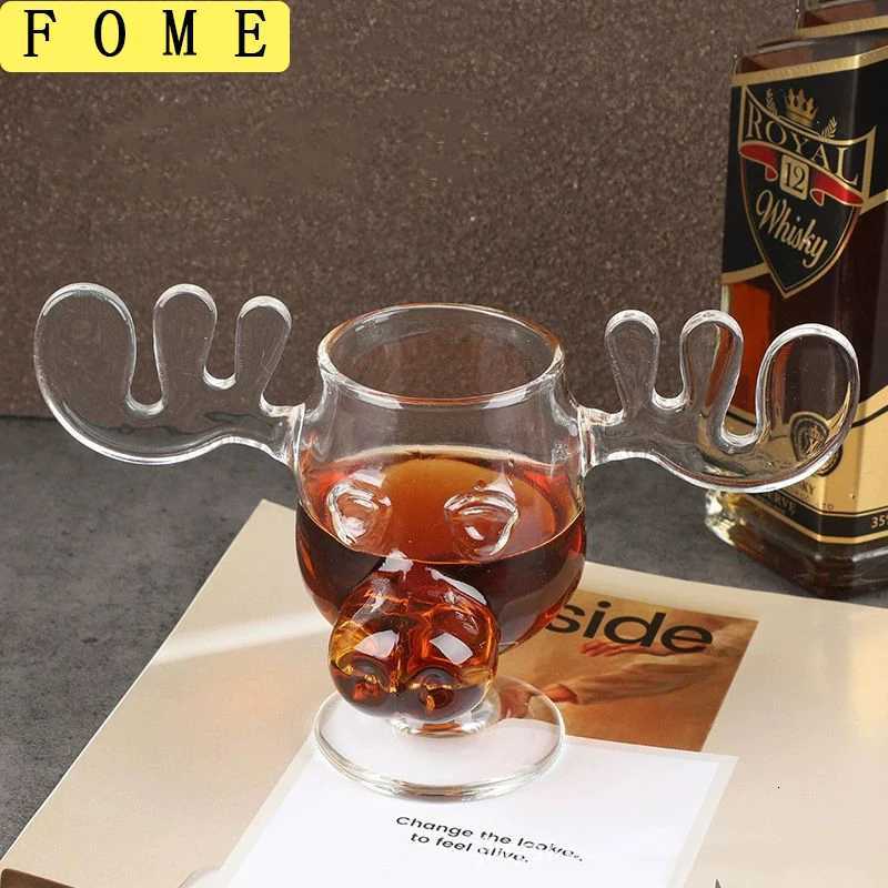 Christmas FOME Christmas Elk Wine Glass Cup Transparent Cocktail Juice Cup Reindeer Glass Mug Party Beer Whiskey Glasses Shot Cups Y251112